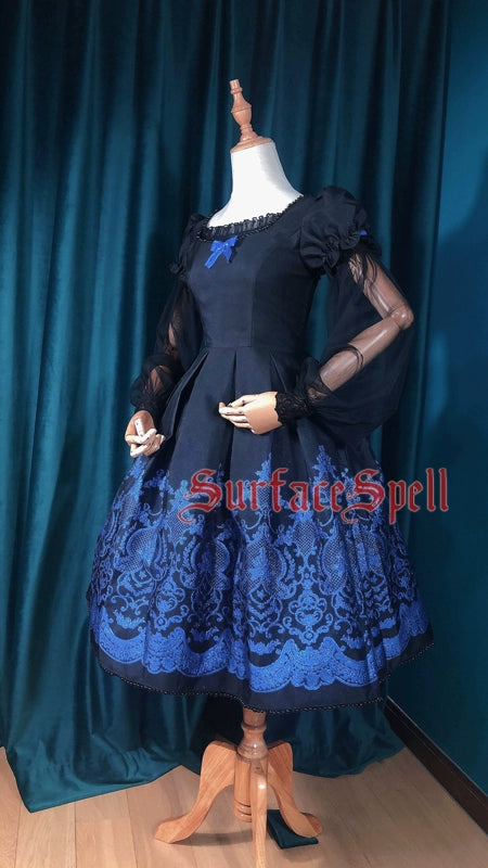 (BFM)Surface Spell~Nocturne~Custom Gothic Lolita Dress Brocade Puff Sleeve Dress