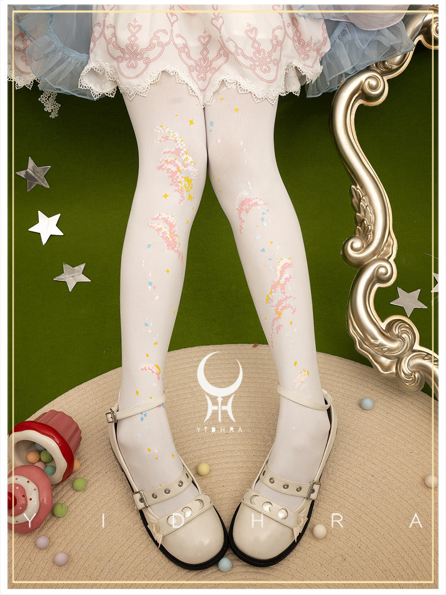 Yidhra~Flowers Under the Stars~Gorgeous Lolita Pantyhose Sweet Velvet Socks   