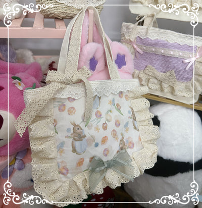 Chestnut Lolita~Daily Lolita Cloth Handbags tulip rabbit rabbit cloth bag  