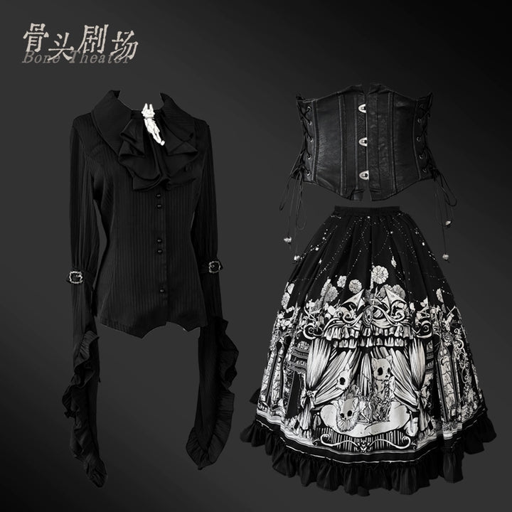 Caged Bird Hotel~Bone Theater~Halloween Gothic Lolita Fashion Shirt Skirt S Set (shirt + SK + waistband + jabot) comes with 2 PP clips 