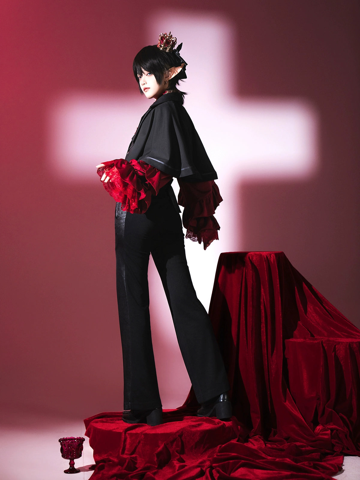 Every Page of The Poem - Night & Day Sonata - Ouji Lolita Princess Sleeve Shirt & Pants Set 44254:800326