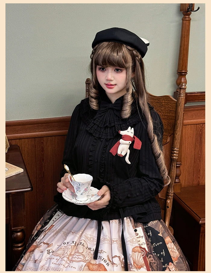 Alice Girl~Fox Band~Sweet Lolita Shirt with Bow Jabot