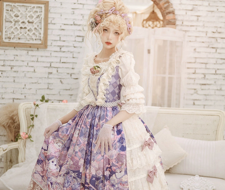 Miss Point~Elizabeth Meow~Classic Lolita Blouse Lotus Root Sleeve Lolita Shirt 40686:673600