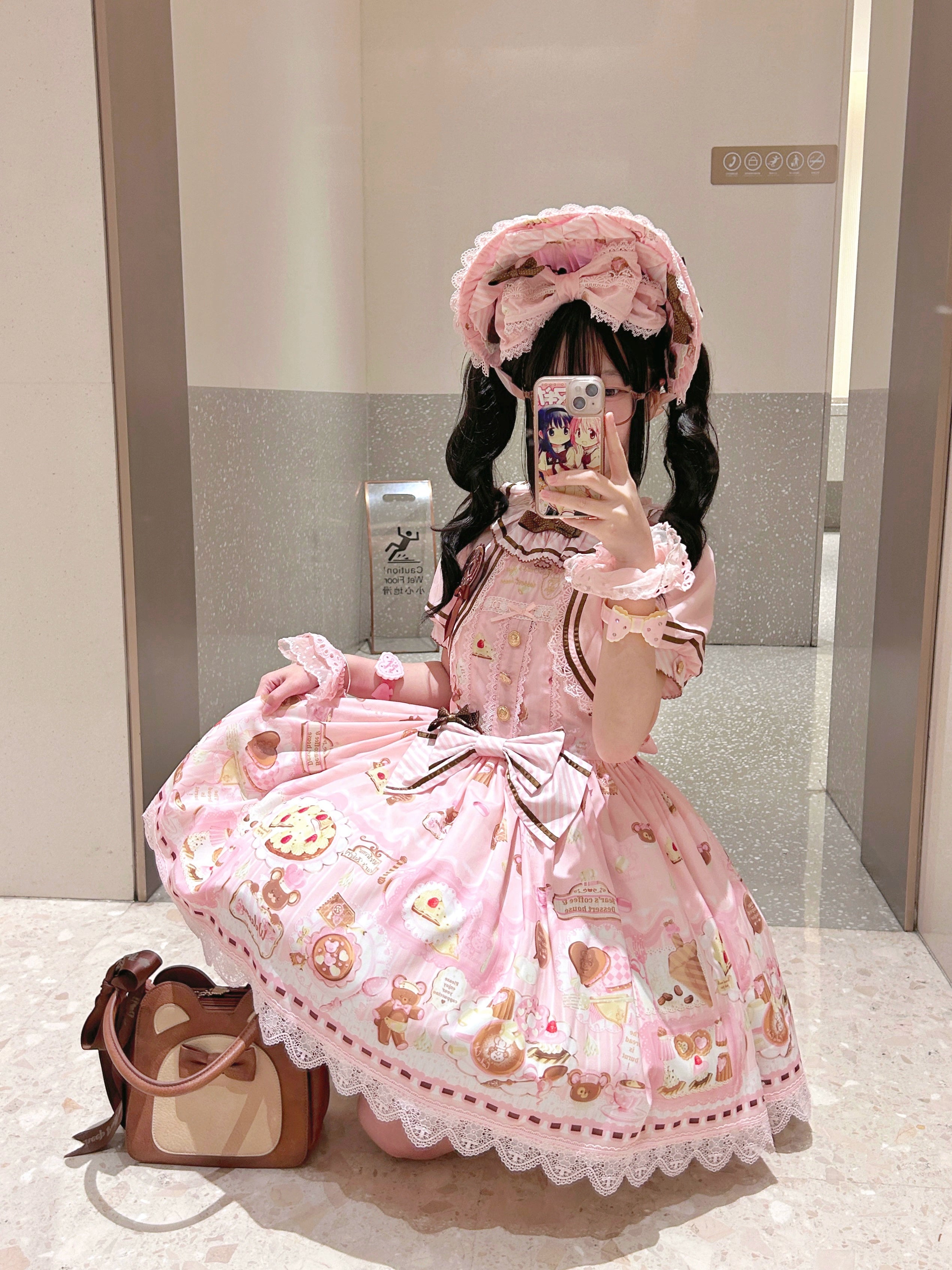 Babyblue - Dream Teahouse - Dessert Print Kawaii Lolita OP Dress Suit 43332:773718