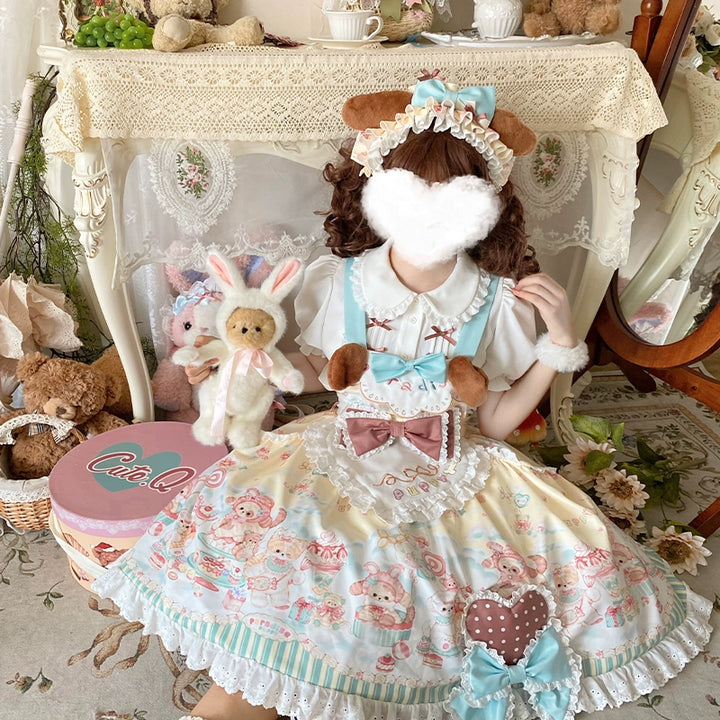 YingLuoFu~Sweet Pet Paradise~Kawaii Lolita Salopette Dress Pet Print