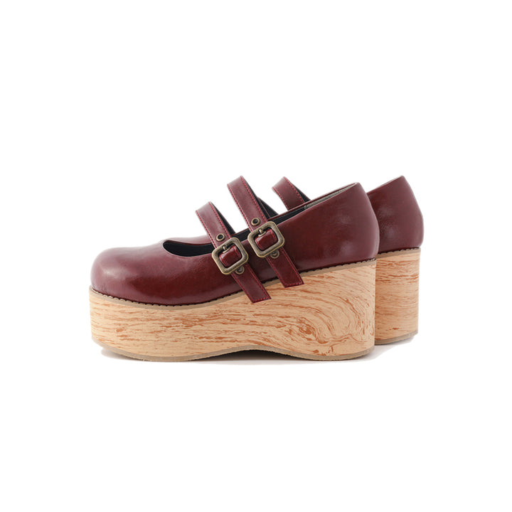 (Buy for me) MODO~Retro Lolita Round Toe Wood Bottom Shoes 34 wine-red (high heel) (34 35 36 37 38 39 40 41) 22594:319862