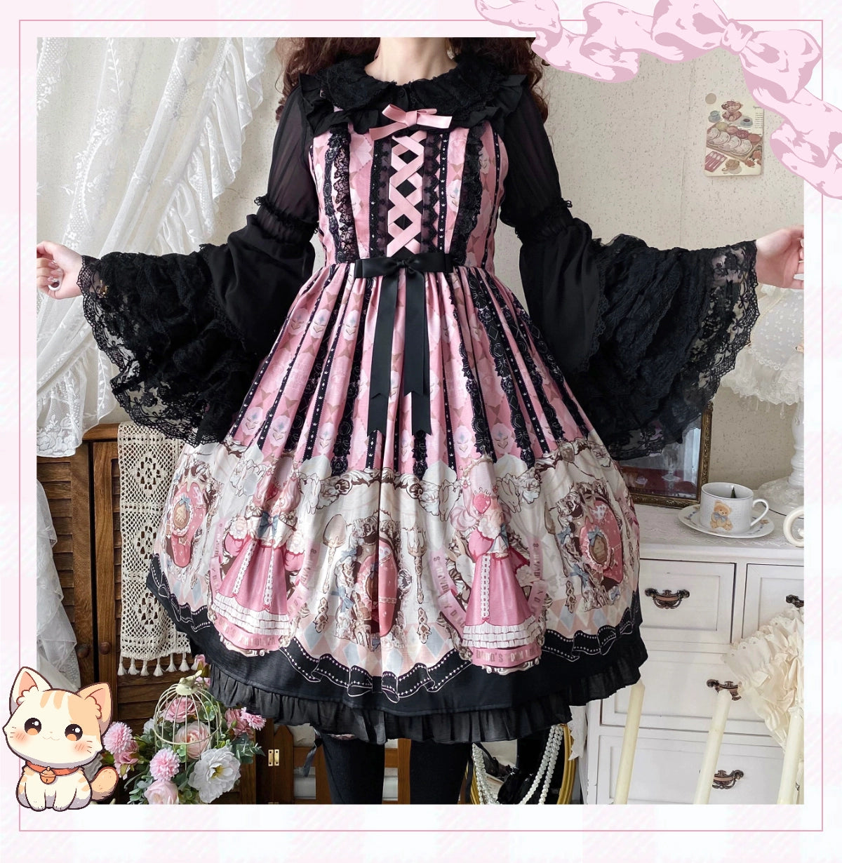 Qianmu - Granulated Sugar - Doll-like Sweet Lolita Lace Blouse, Hime Sleeve 44108:796437