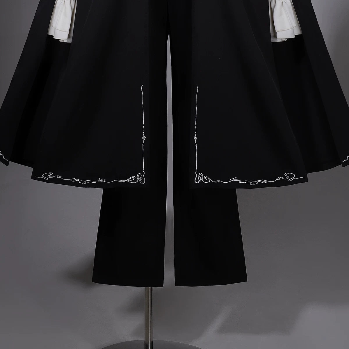 Hidden Crow - Ouji Lolita Cloak & Pants Suit, Silver-Thread Embroidery 46041:873247
