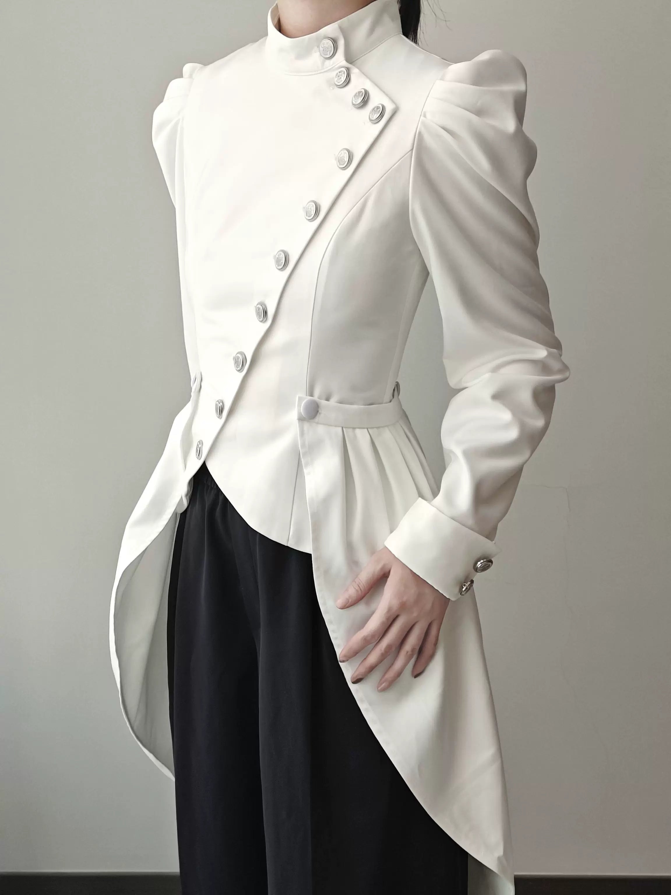 White Night Sonata - Ouji Lolita Embroidery Coat, Detachable Trailing