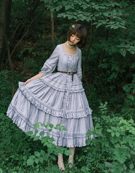 JS Lolita~Jenny and Mentha Tea~Elegant Lolita Square Neckline OP Dress