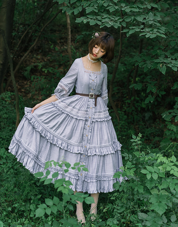 JS Lolita~Jenny and Mentha Tea~Elegant Lolita Square Neckline OP Dress   