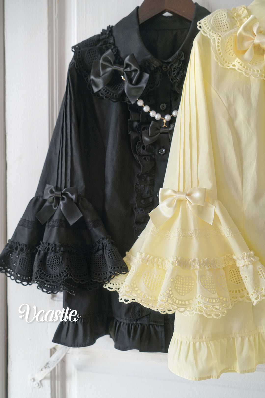 Vcastle~Sweet Crepes~Sweet Lolita Shirt with Princess Sleeves and Bow Chain 42109:726606