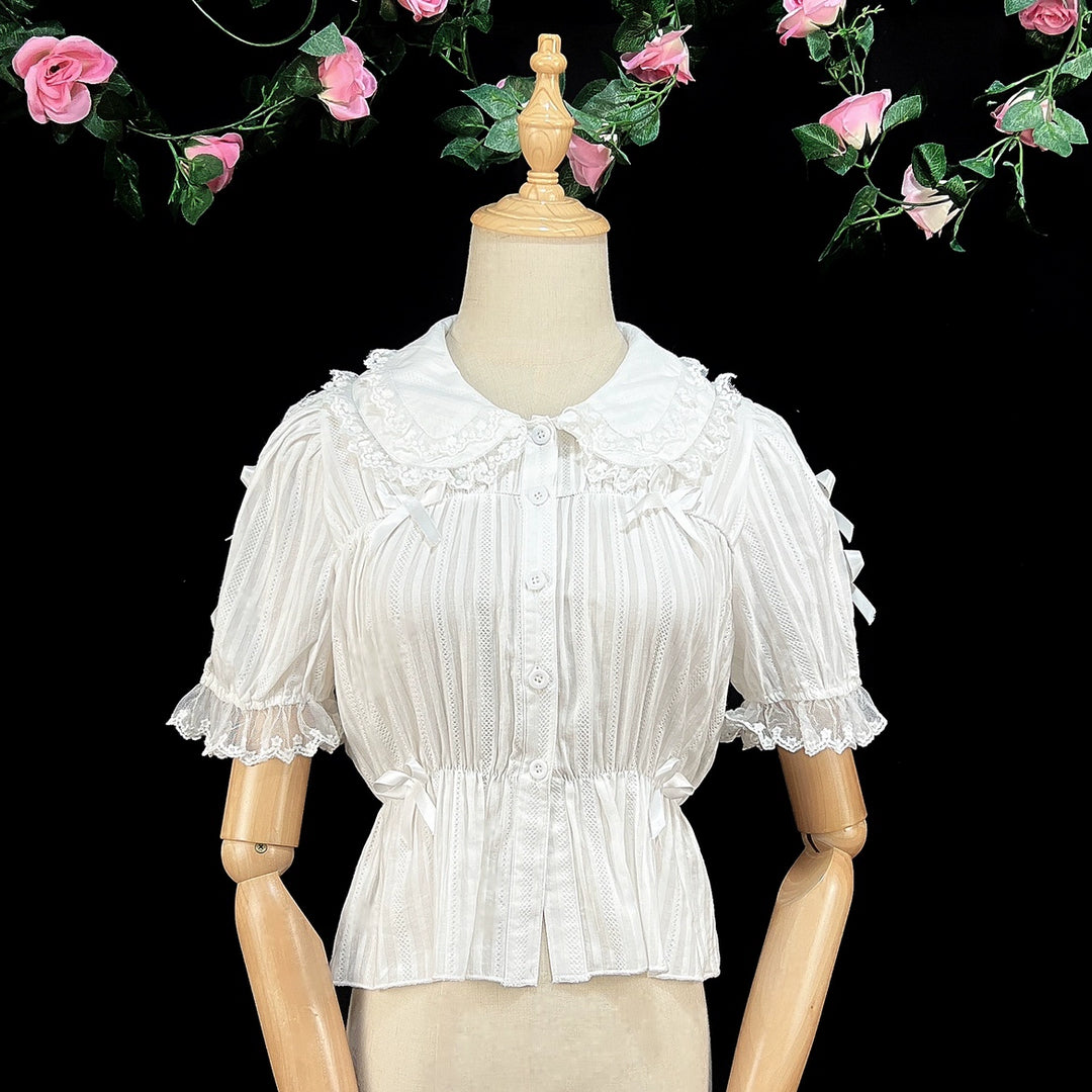 DMFS Lolita~Sweet Lolita Shirt Doll Collar Blouse High-waisted   