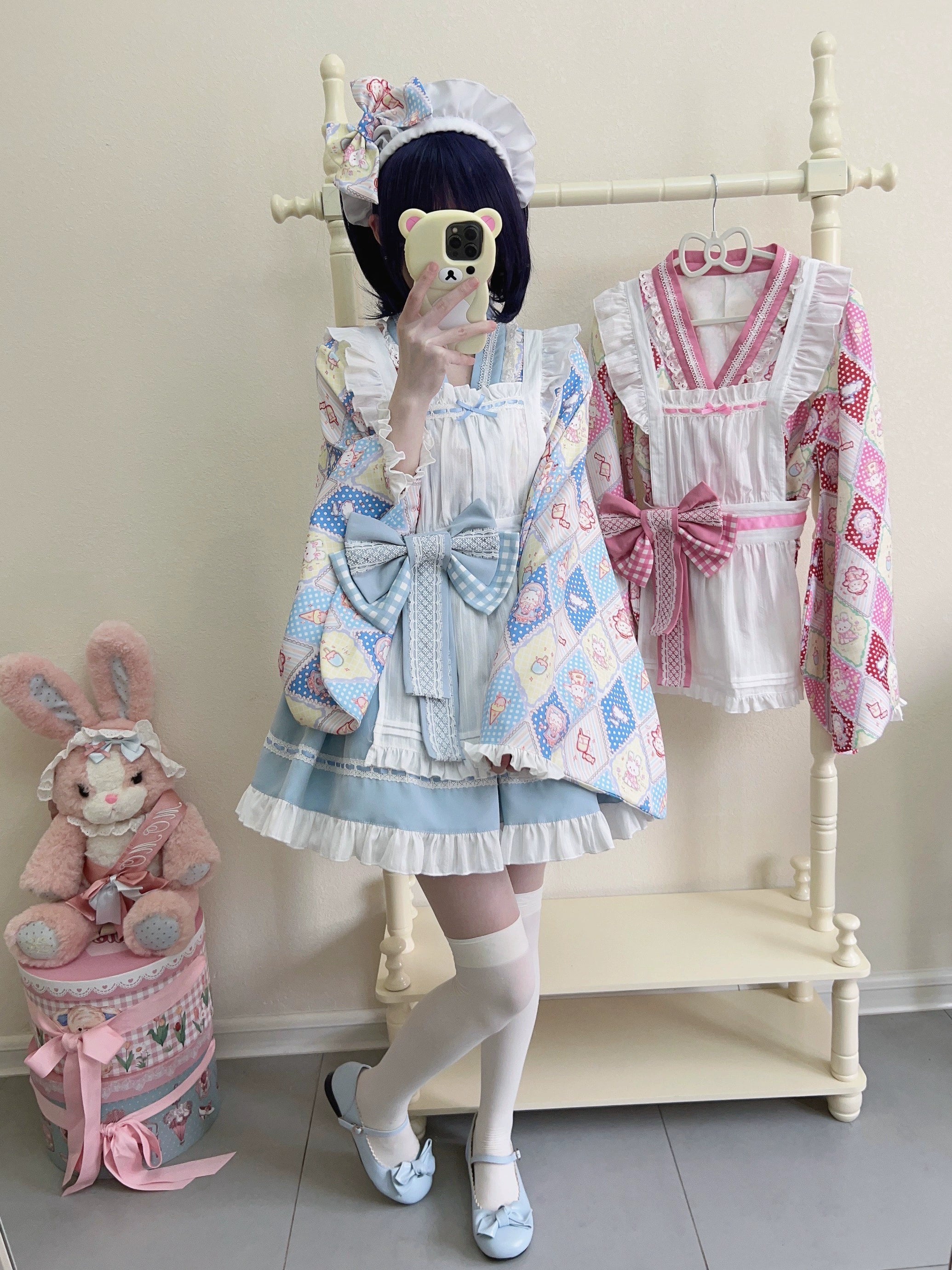 Sugar Girl~Showa Sweetness~Maid Wa Lolita Skirt Set Cute Summer Lolita Bow Apron 35422:520294