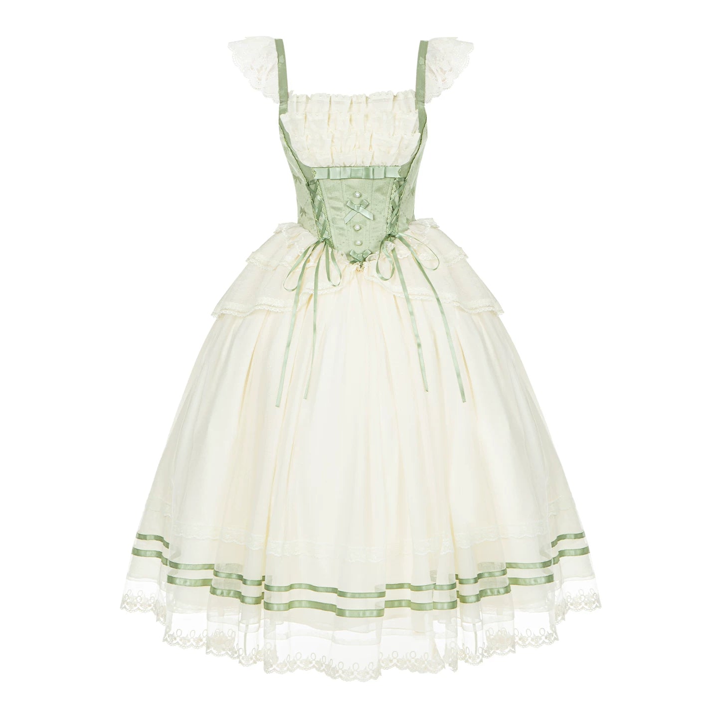 Unfailing - Classic Lolita Bow Jacquard Corset JSK Dress (L M S) 45632:856649