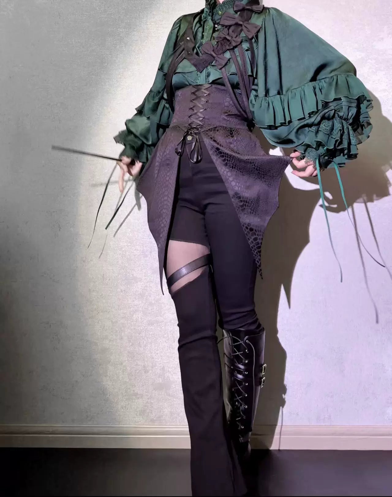 Blue Moon Bone Erosion - Gothic Lolita Waist Cincher, Bat Wing Hem 44453:809564