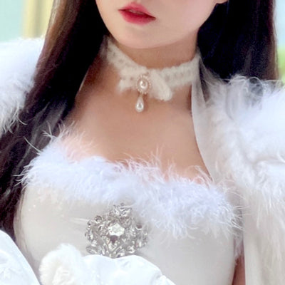 (BFM)Diamond Honey~Snow Country Elf~Elegant Lolita Dress Set with Plush Sparkling Diamonds S choker 