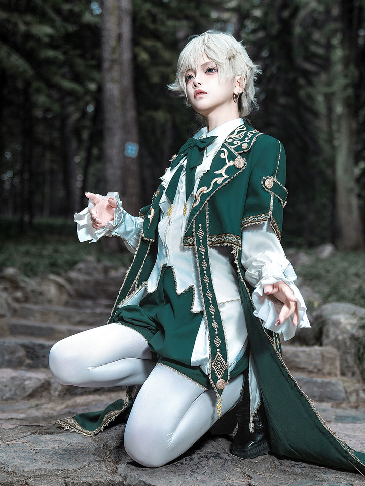 Letters from Unknown Star~Divine Envoy~Ouji Lolita Shorts Suit Military Lolita Coat and Shirt 41838:715586