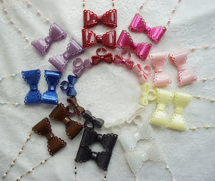 Cat Tea Party~Sweet Lolita Hair Clip Bow Heart Design   