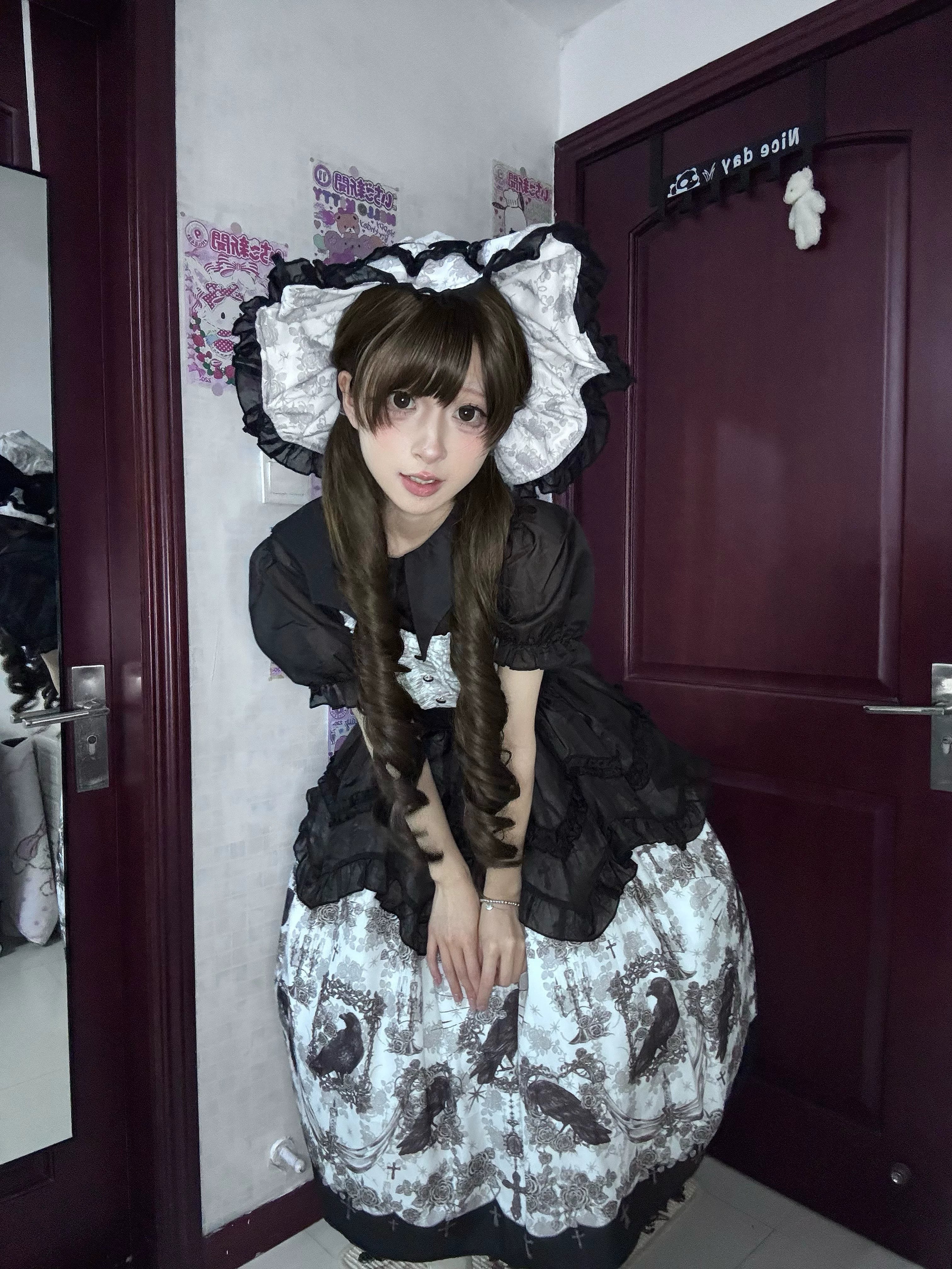 Mystic Crow - Gothic Lolita Crow Printed JSK Dress with Adjustable Straps