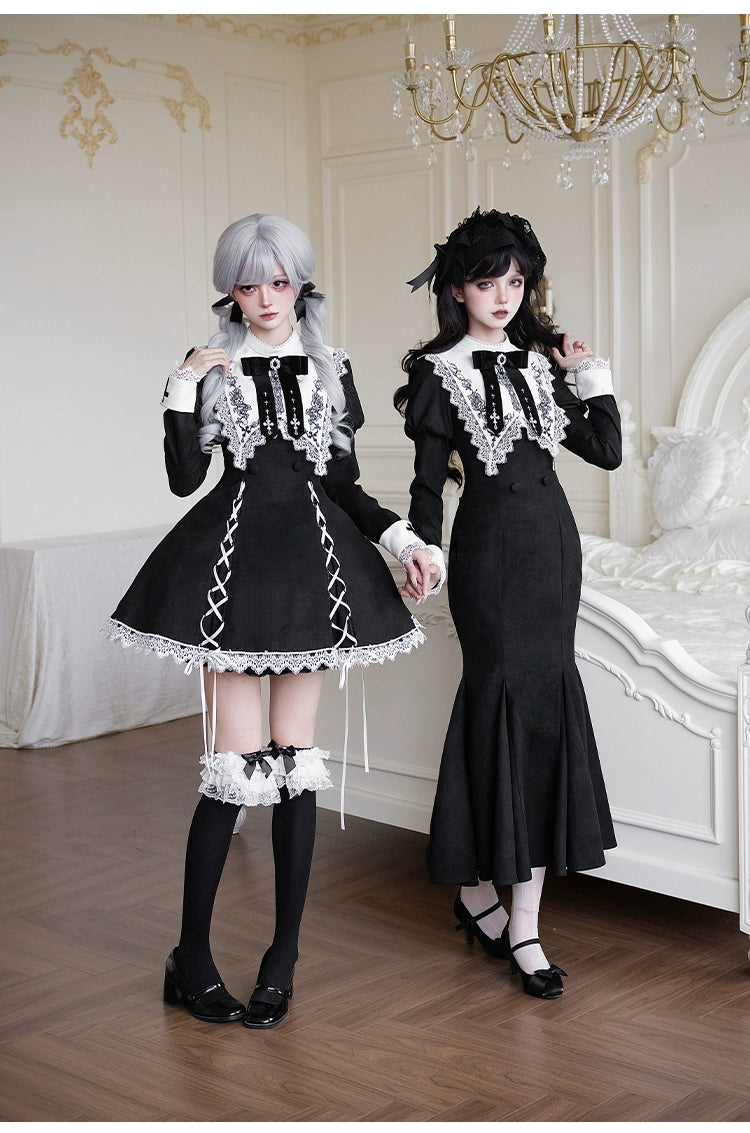 With PUJI - Rose Doll - Gothic Lolita Short OP, Mermaid Dress 44301:803471