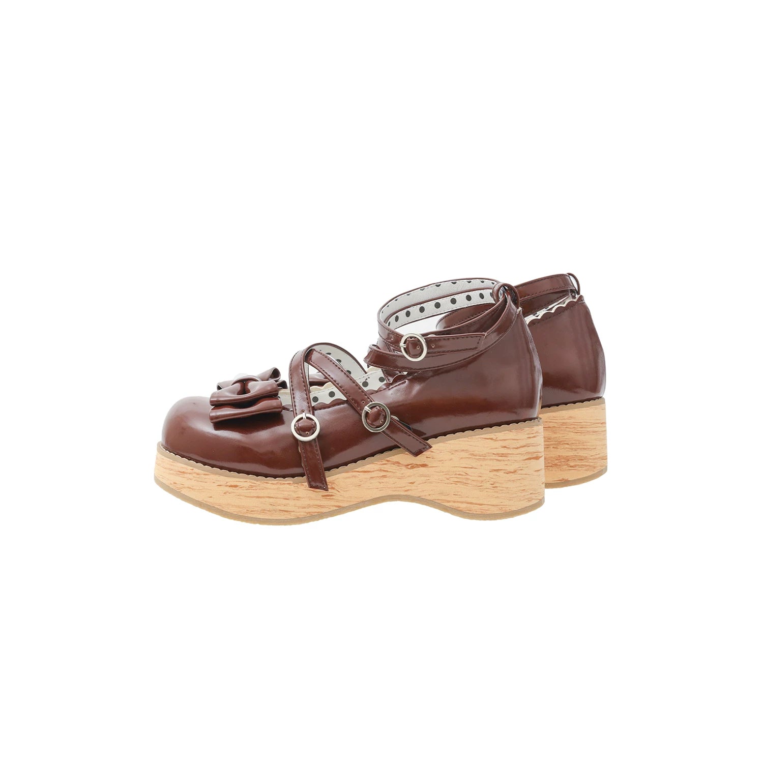 Puff Tata - Sweet Lolita Platform Shoes, Wood Grain Sole