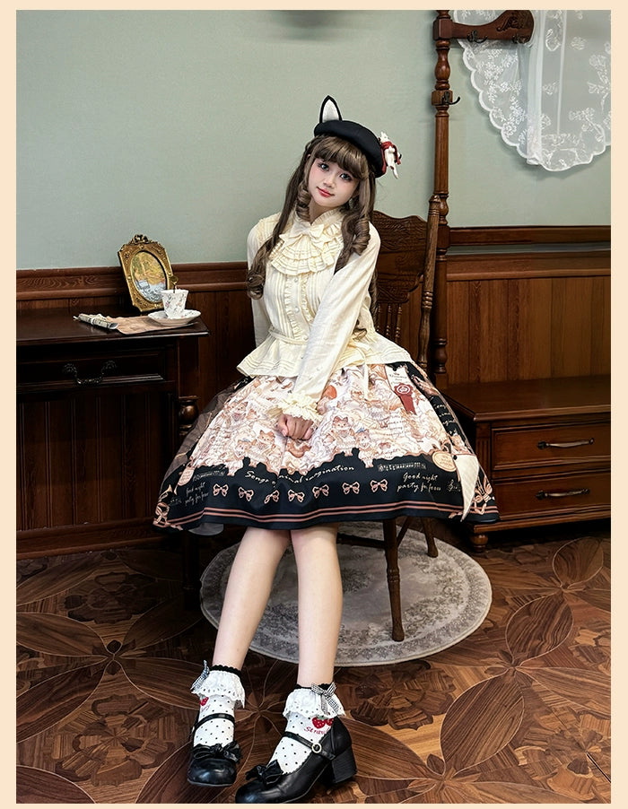 Alice Girl~Fox Band~Sweet Lolita Skirt Picture Book Style Dress