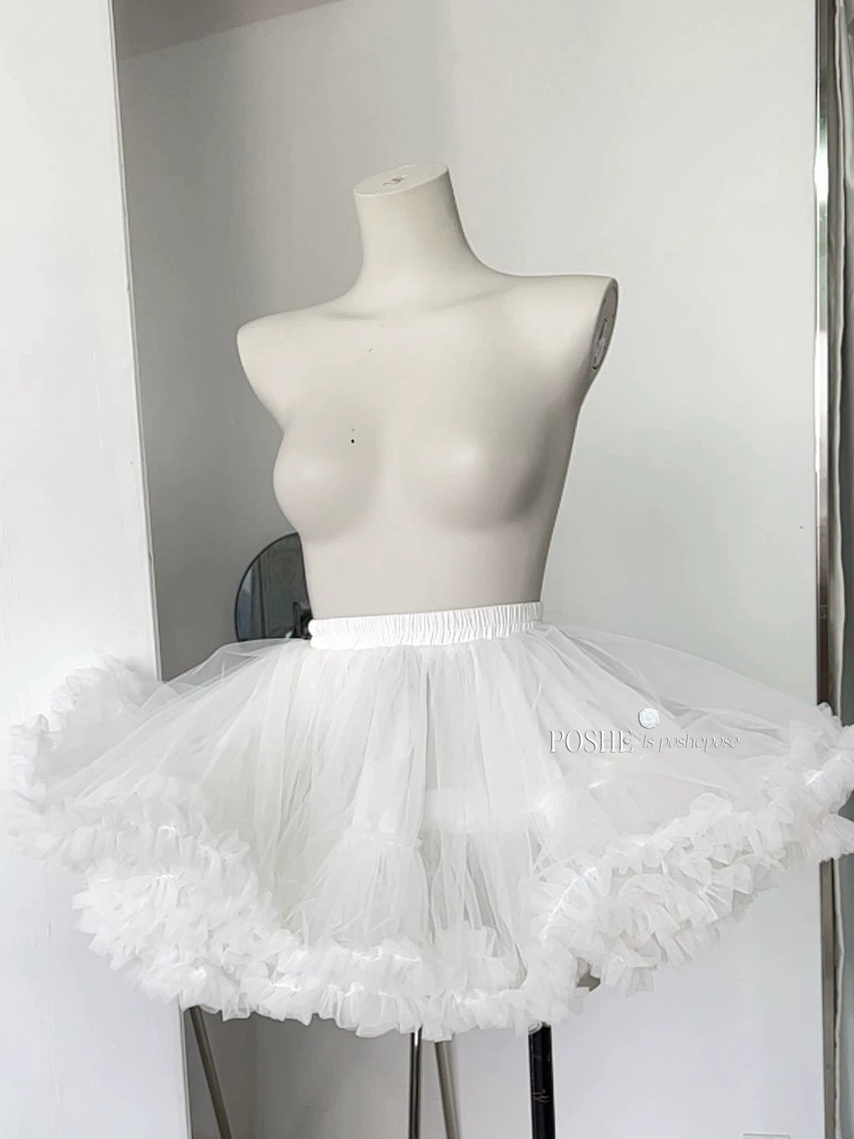 POSHEPOSE~Daily Lolita Pannier White Black Petticoat Cloud Pannier Free size 