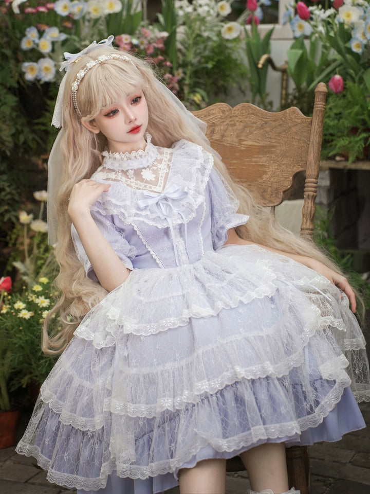 Eieyomi~Iris Love~Classic Lolita OP Princess Lolita Puff Dress and Veil   