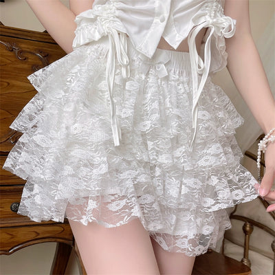 Sugar Girl~Daily Cotton Lolita Pant Skirt White Lace Leggings   