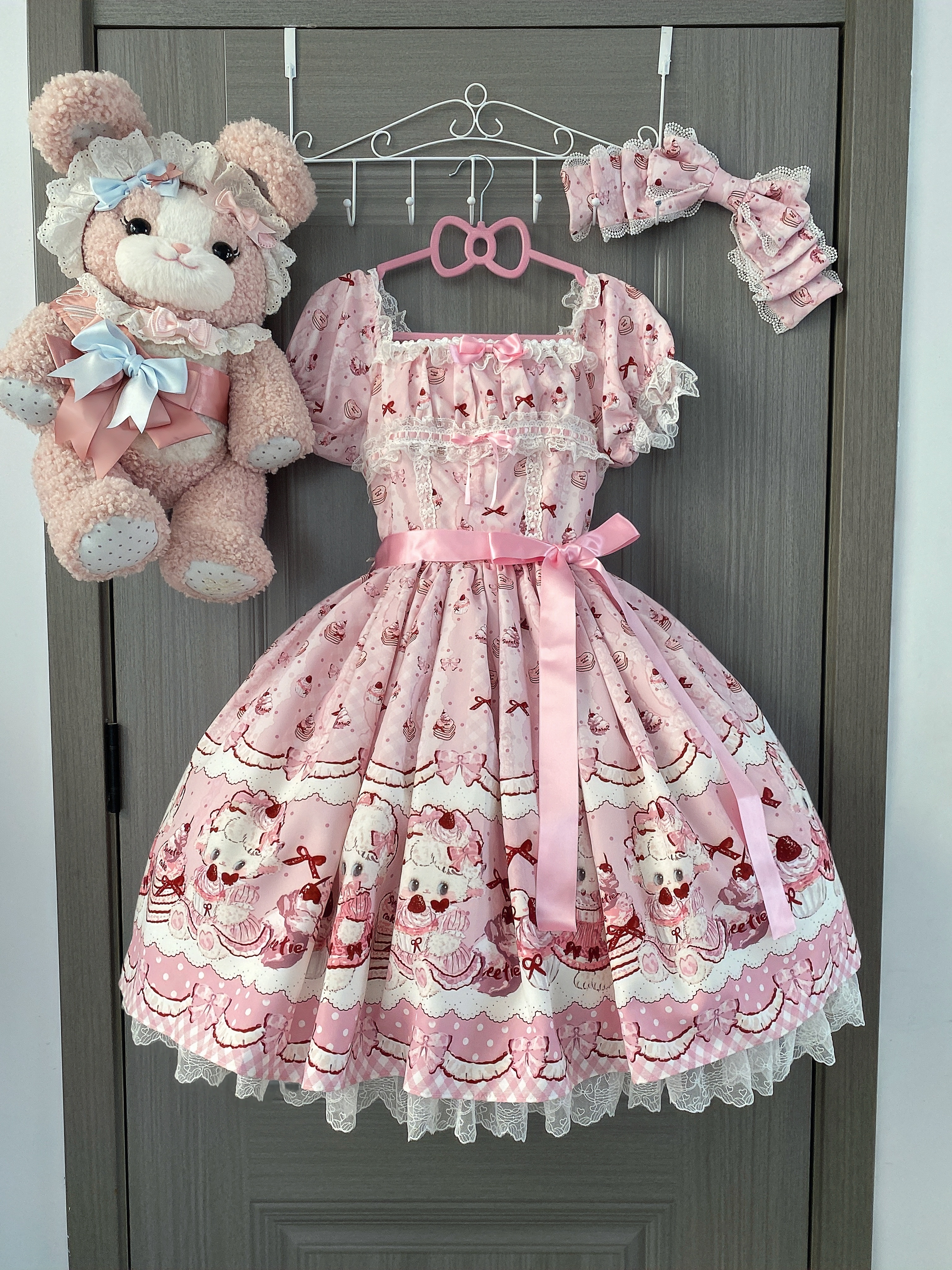 Lamb Strawberry - Sweet Lolita Lamb Printed OP Dress with Halter Neck