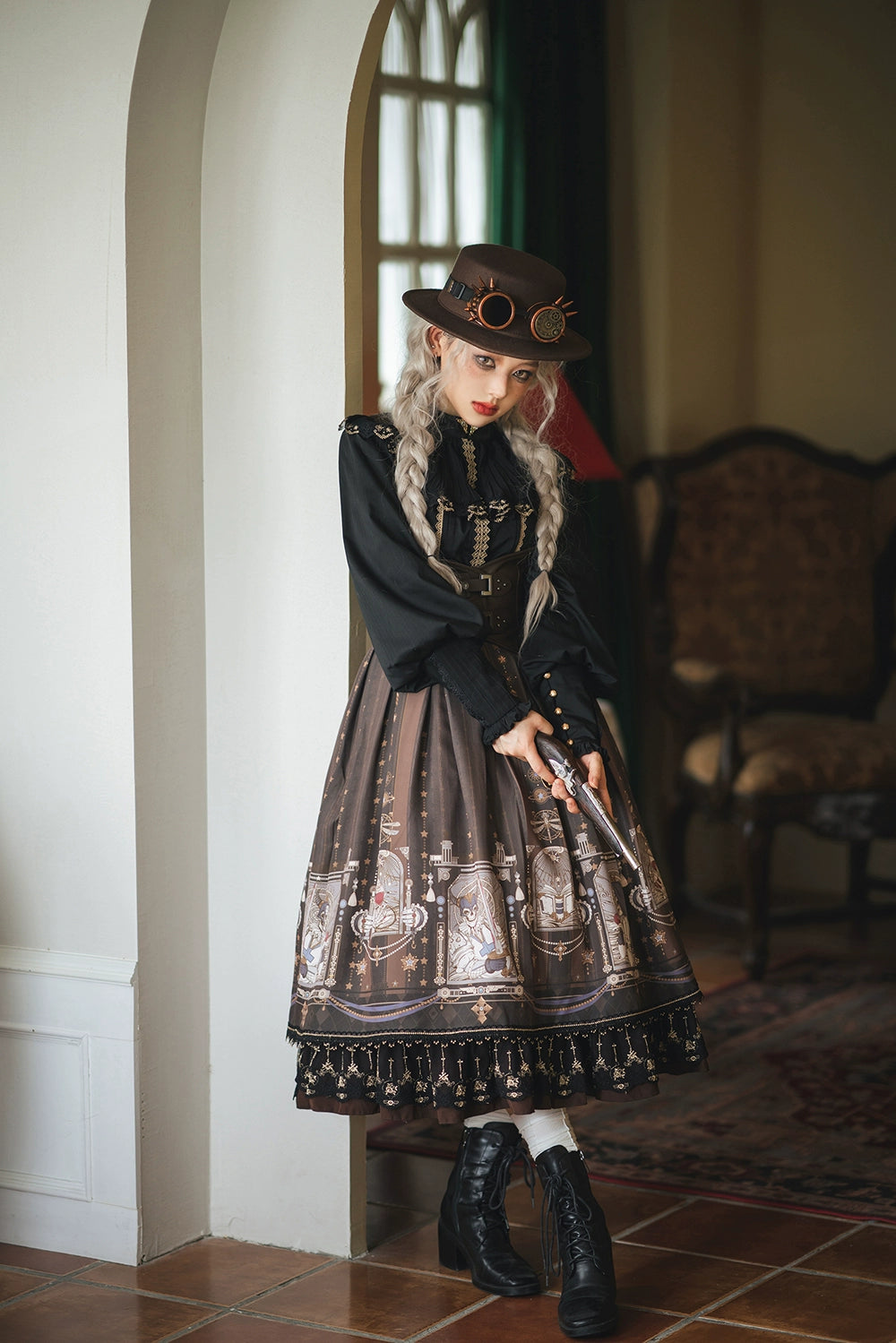 (BFM)Miss Point~Demon Hunter's Diary~Gothic Lolita PU Leather Vest   