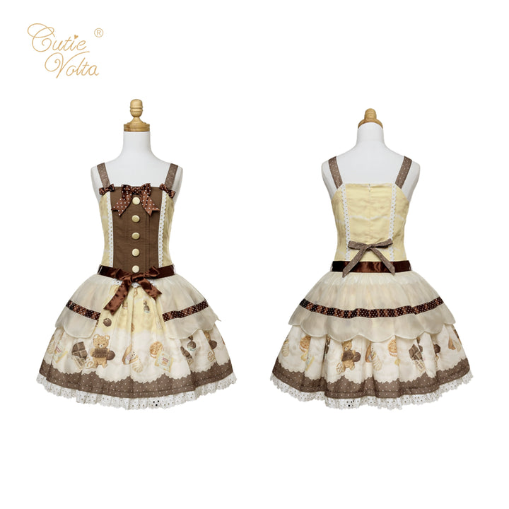 CutieVolta~Blissful Confectionery~Sweet Lolita OP Dress Bear Print JSK   