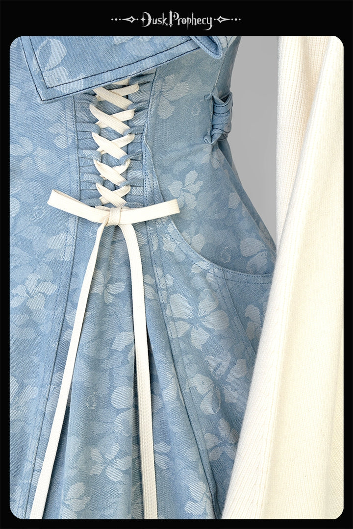 DuskProphecy~Egret 2.2-3.1 Version~Sweet Lolita Denim JSK Bust-Supporting Dress