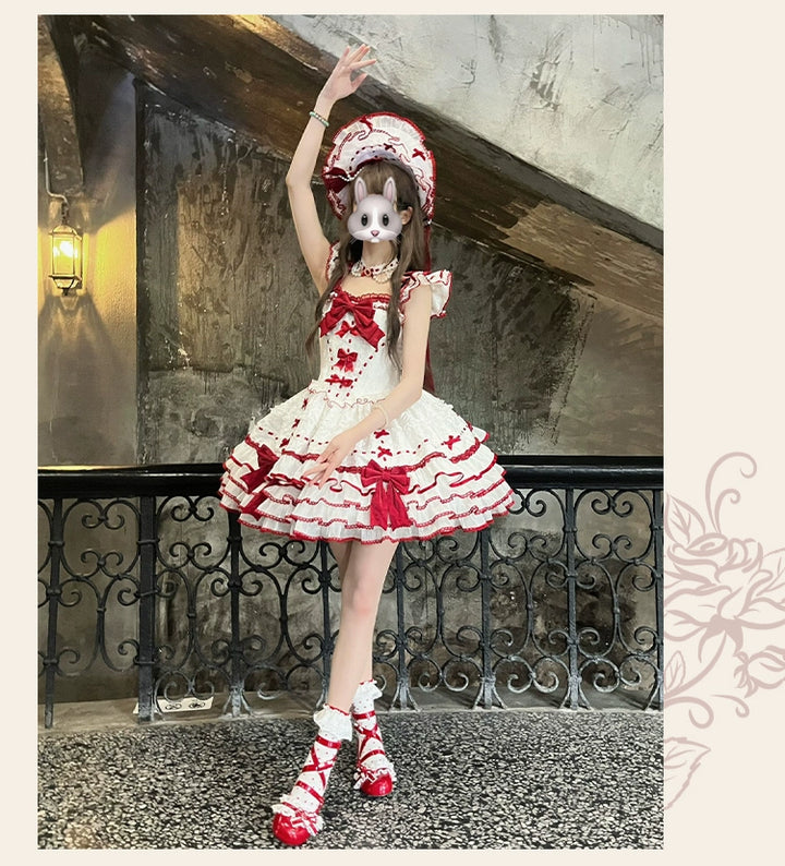 Sakurahime - Velour Love - Princess Sweet Lolita JSK Dress, Tiered Ruffles
