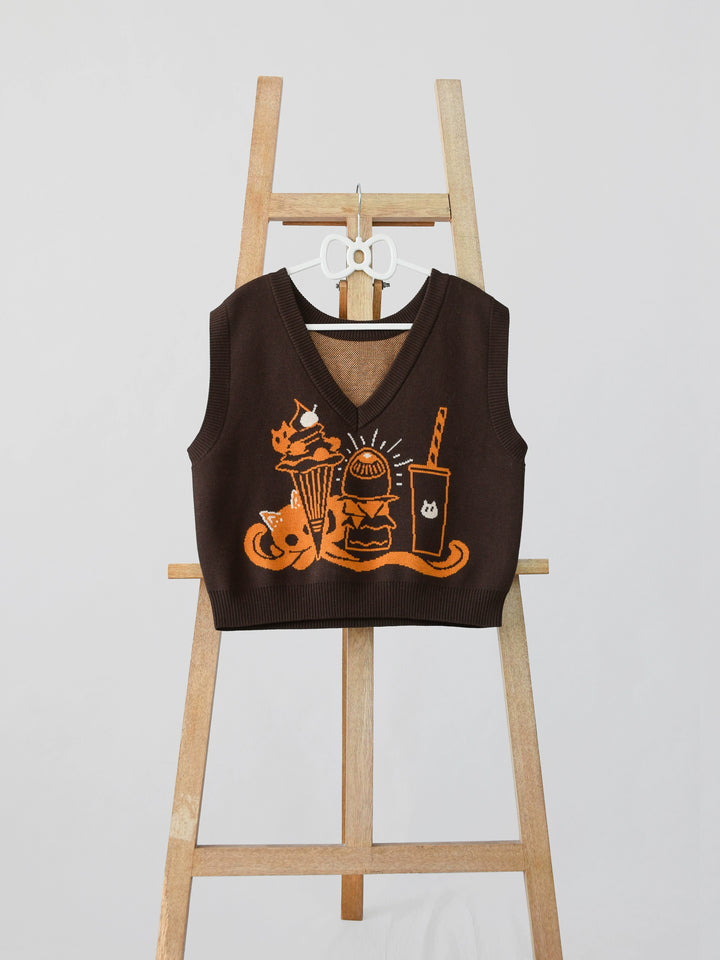 (BFM)Frogic Studio~Call Of Cathulhu~Kawaii Lolita Vest V-Neck Round Neck Double-Wearing Vest Pumpkin Chocolate Free size 
