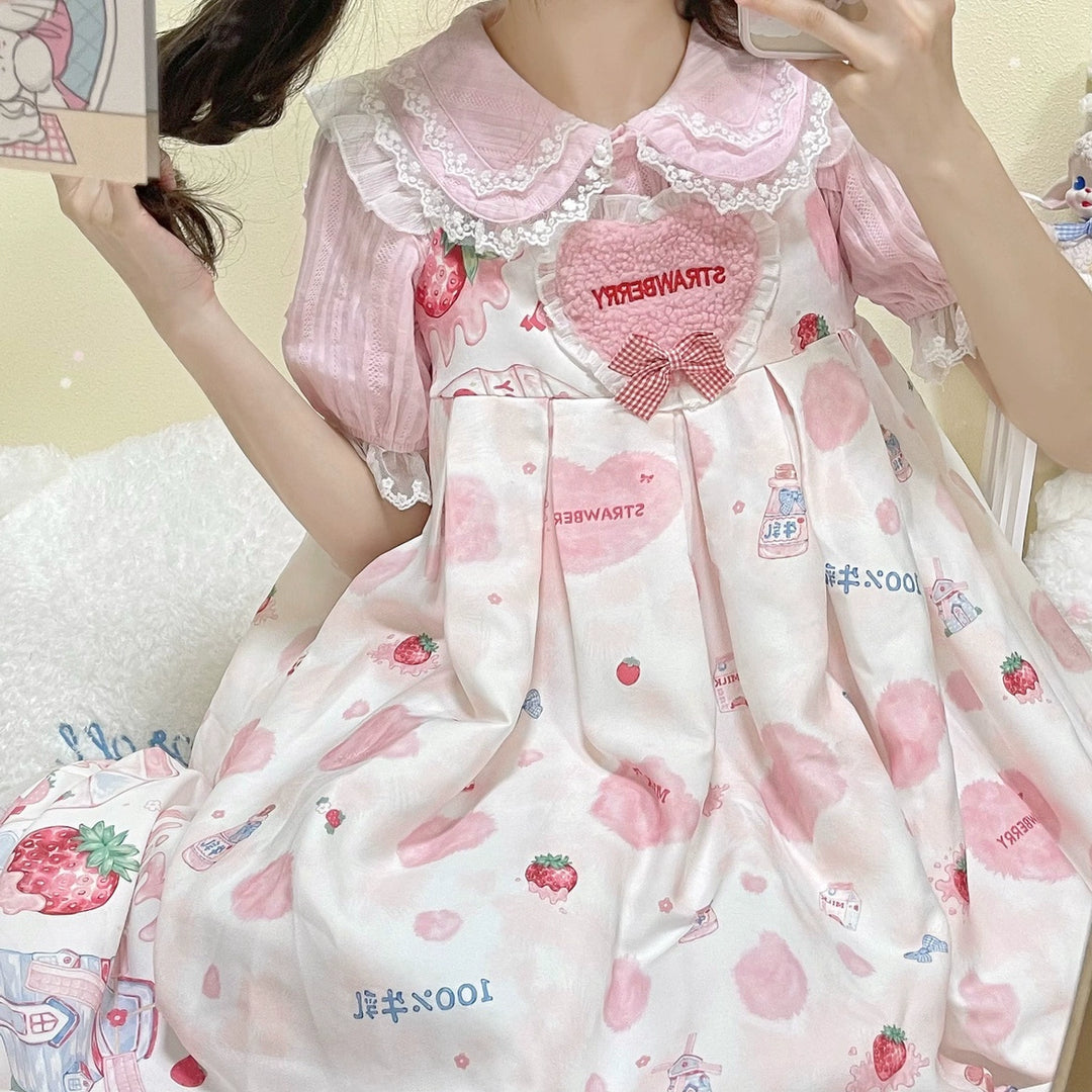 DMFS Lolita~Sweet Lolita Shirt Doll Collar Blouse High-waisted   