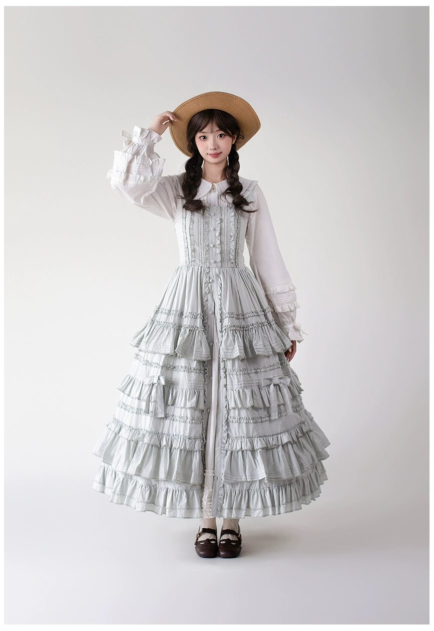 Mumu~Little Lilac~Country Lolita Cotton Jumper Dress Open-Front Lolita Dress 40612:668976