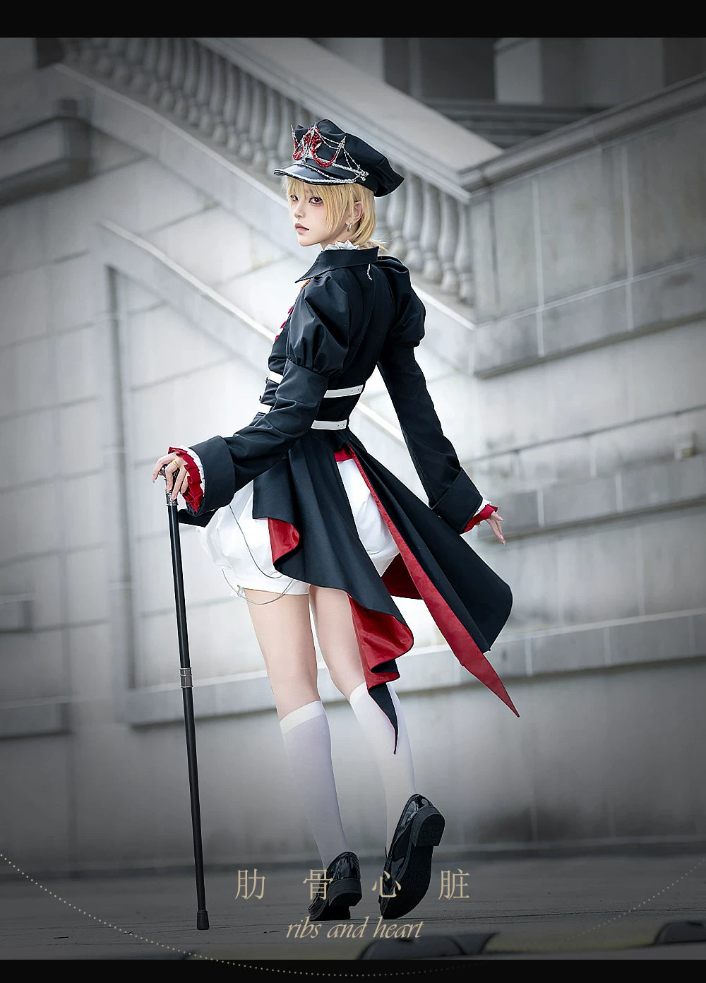 Ribs and Heart - Ouji Lolita Trailing Jacket & Ribs Embroidered Blouse Set 45781:862203