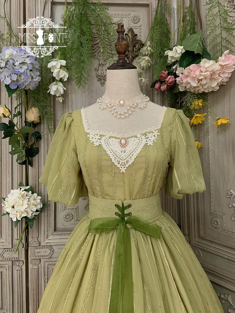 Miss Point~Tulip~Classic Lolita OP Dress Short Sleeve Dress Multicolors XS Grass green 