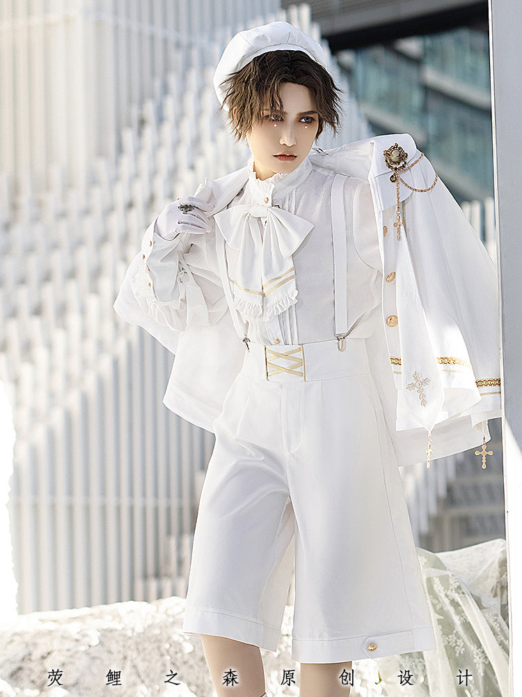 Forest Fluorescent Carps~Choir~Ouji Lolita Suits Multicolor S white gold prince suit(shorts) 