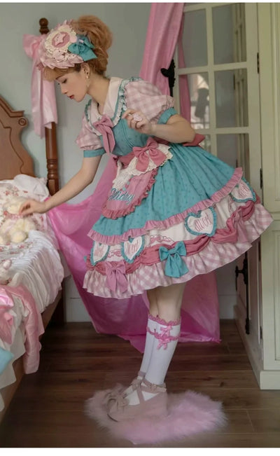 Sakurahime~Cake Party~Sweet Lolita Pink-blue Tiered OP   