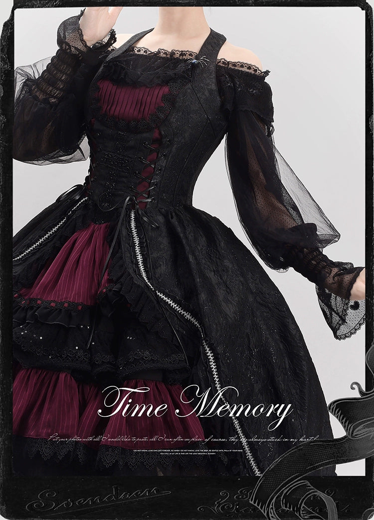 Time Memory~Layered Heart~Sheer Classic Shirt with Mutton Sleeves & Polka Dot