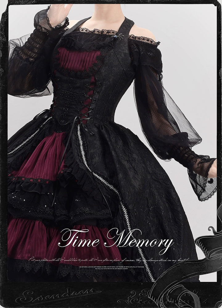 Time Memory~Layered Heart~Sheer Classic Shirt with Mutton Sleeves & Polka Dot