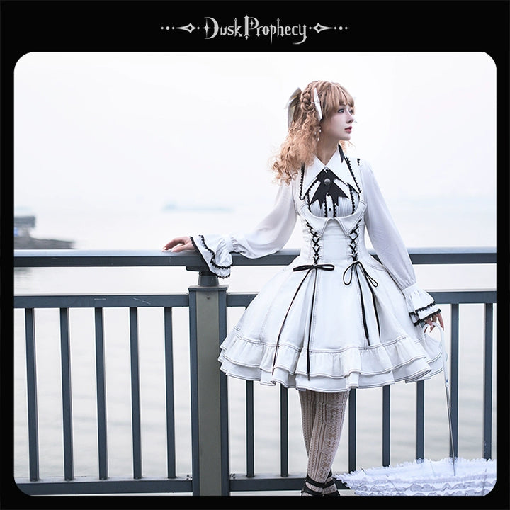 DuskProphecy~Egret 2.2-3.1 Version~Sweet Lolita Denim JSK Bust-Supporting Dress 42166:729636