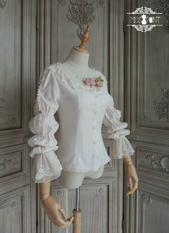 Miss Point~Elizabeth Meow~Classic Lolita Blouse Lotus Root Sleeve Lolita Shirt