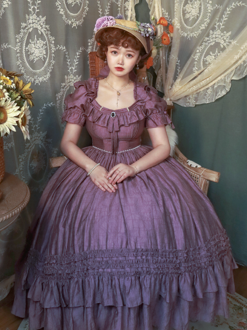 BitterSweet~Elegant Lolita Flounce Hemline OP Dress Multicolors   
