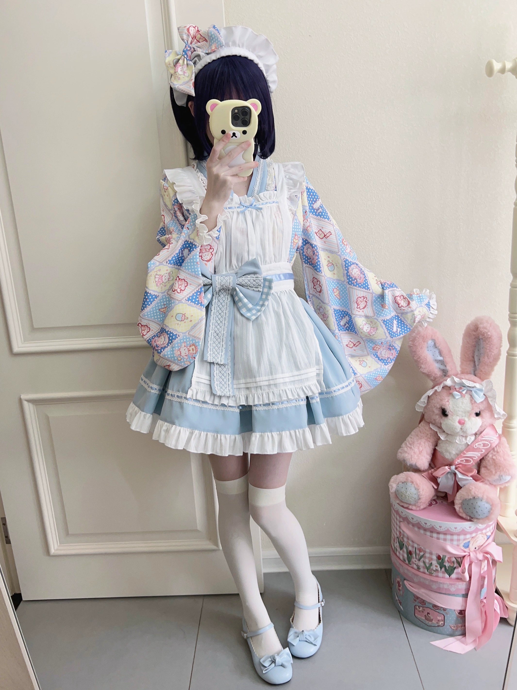 Sugar Girl~Showa Sweetness~Maid Wa Lolita Skirt Set Cute Summer Lolita Bow Apron 35422:520312