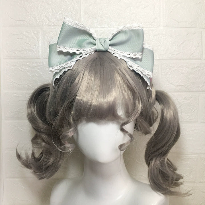 Qingyi Handmade~Sweet Lolita KC Multicolor Bow Lolita Headwear Bean green  