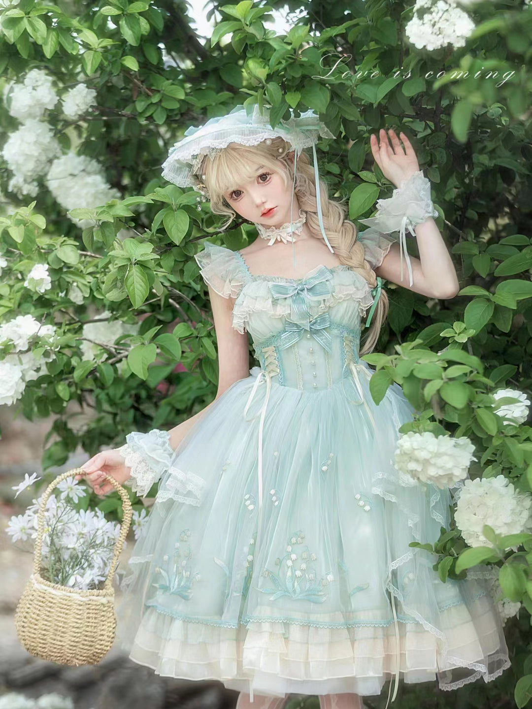 Mieye~Elegant Lolita JSK Flounce Hemline Multicolors S light green JSK 